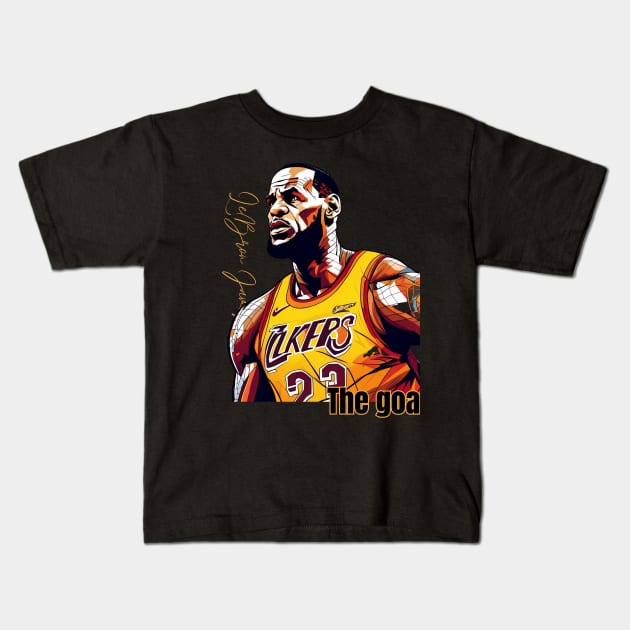 Lebron James goat Victor illustration artwork Kids T-Shirt by Nasromaystro